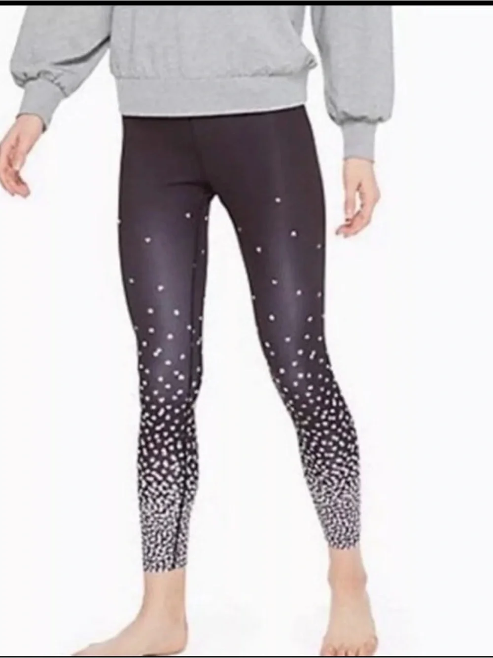 Kate spade black falling Hearts Leggings size small grey white GUC - Picture 2 of 5